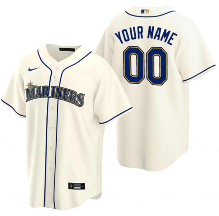Men's Cream Seattle Mariners Active Player Custom Cool Base Stitched Baseball Jersey